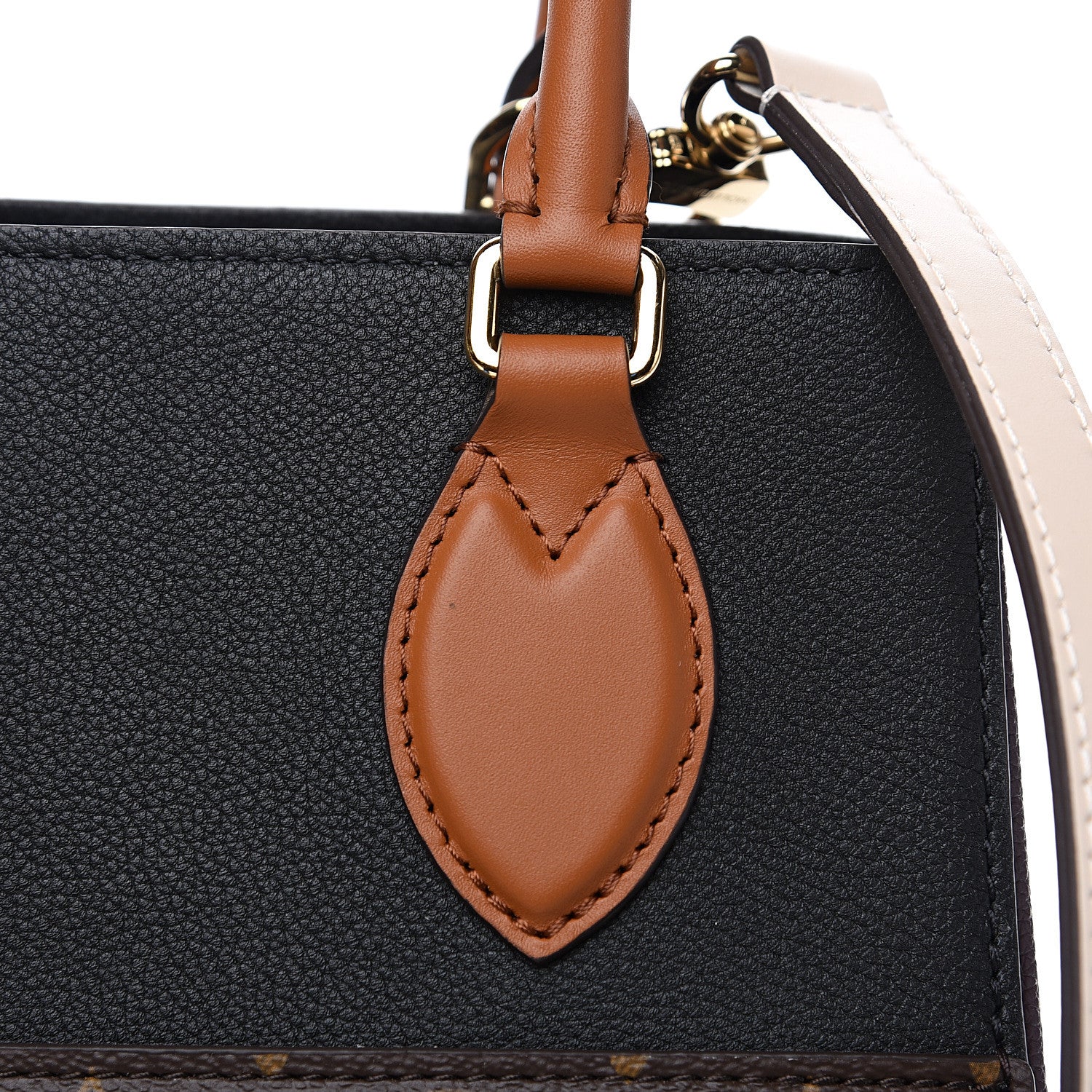 Louis Vuitton Calfskin Monogram Fold Tote MM Black Wine Cream 8 of 9