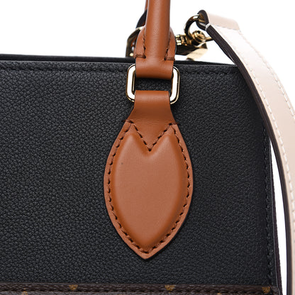 Louis Vuitton Calfskin Monogram Fold Tote MM Black Wine Cream 8 of 9