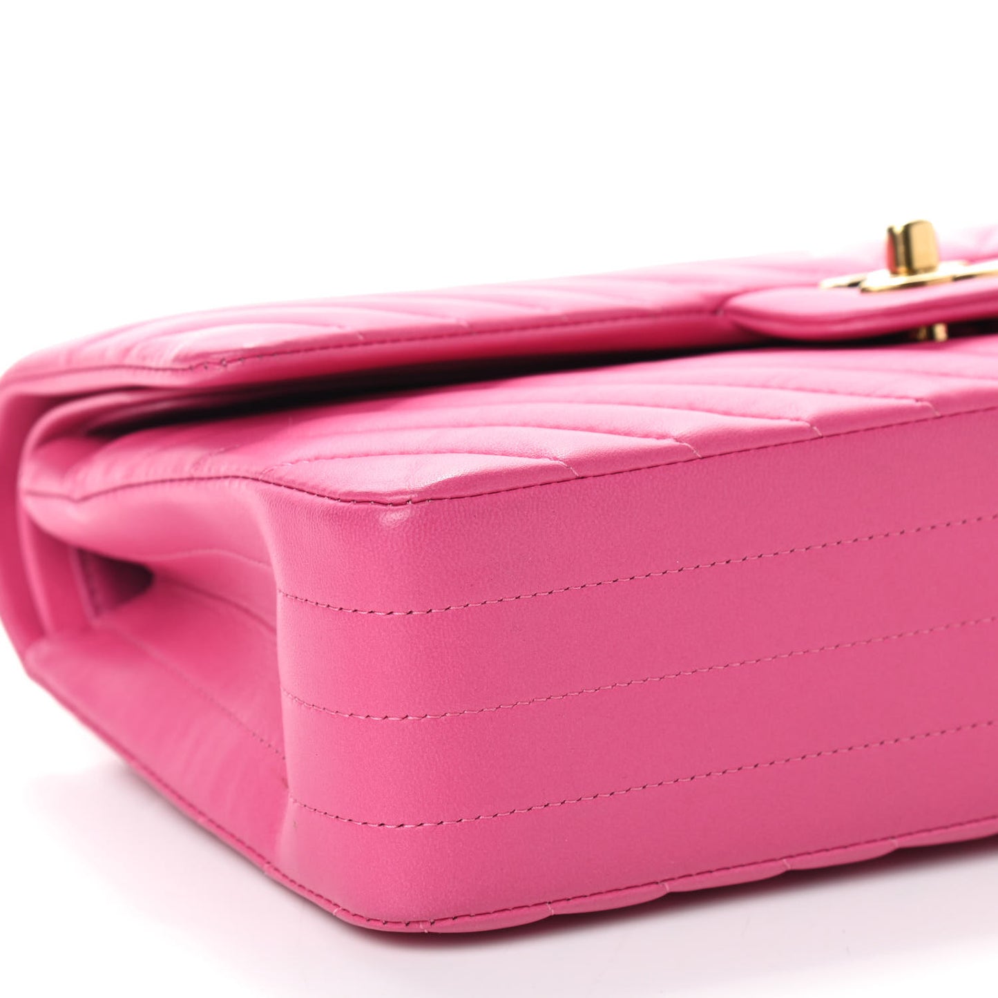 Lambskin Chevron Quilted Medium Double Flap Pink