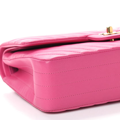 Chanel Lambskin Chevron Quilted Medium Double Flap Pink 5 of 8