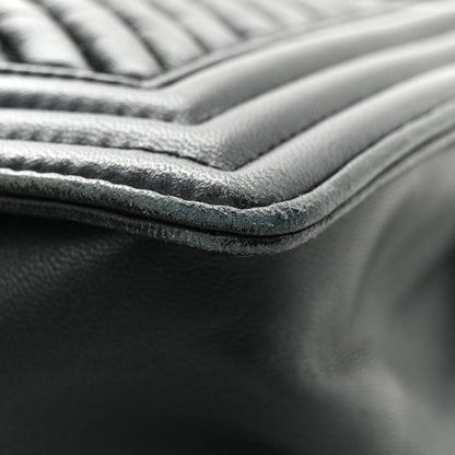 Chanel Calfskin Chevron Quilted New Medium Boy Flap Black 16 of 19