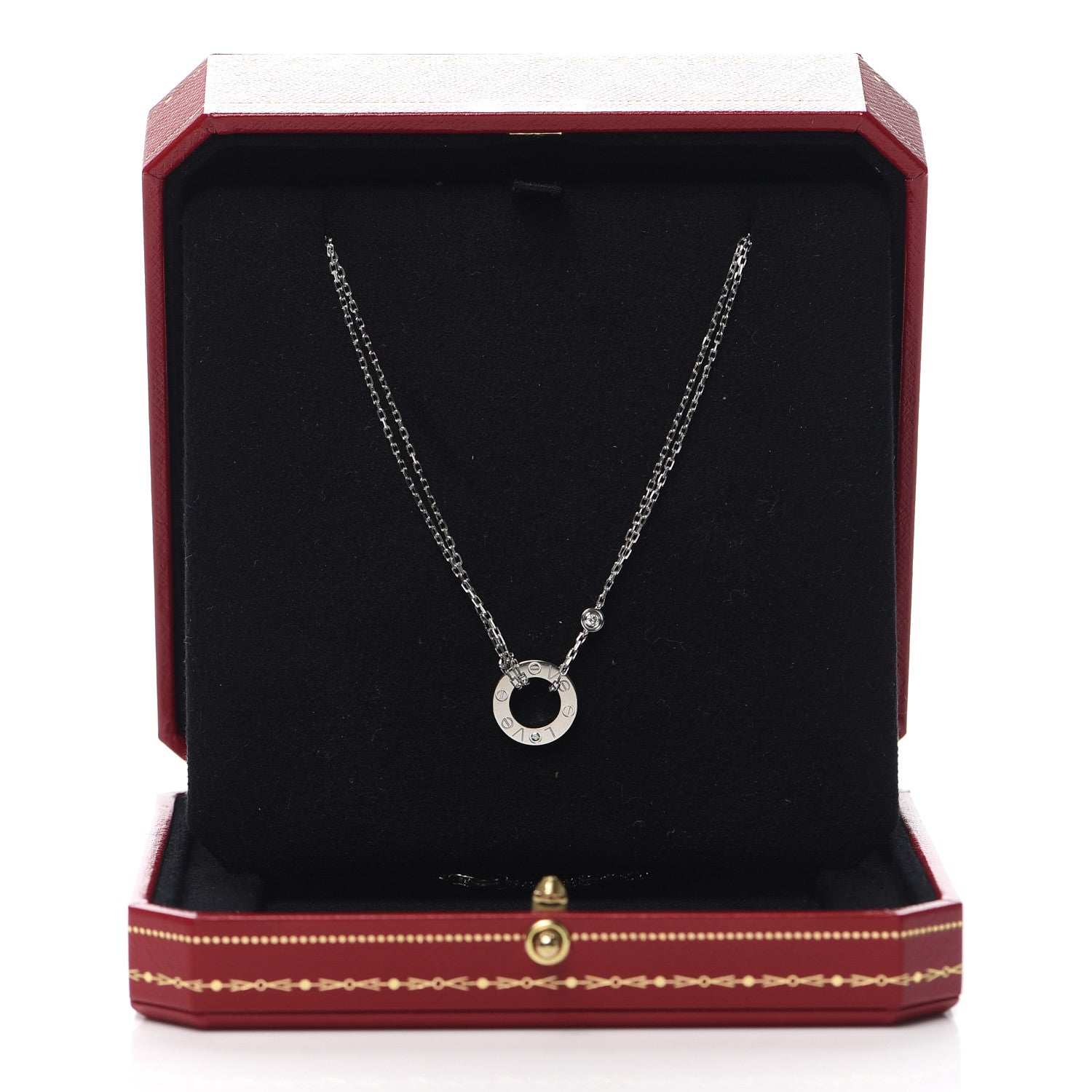 Cartier 18K White Gold 2 Diamond LOVE Necklace 6 of 6