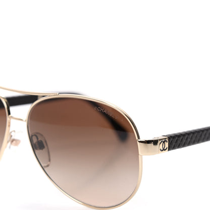 Chanel Lambskin Quilted CC Aviator Sunglasses 4195-Q Brown Gold 7 of 8