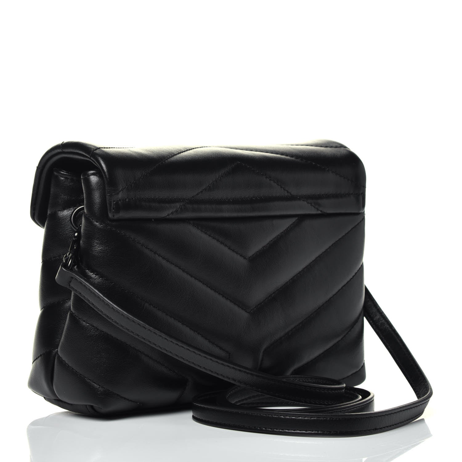 Saint Laurent Calfskin Y Quilted Monogram Toy Loulou Crossbody Bag Black 2 of 9