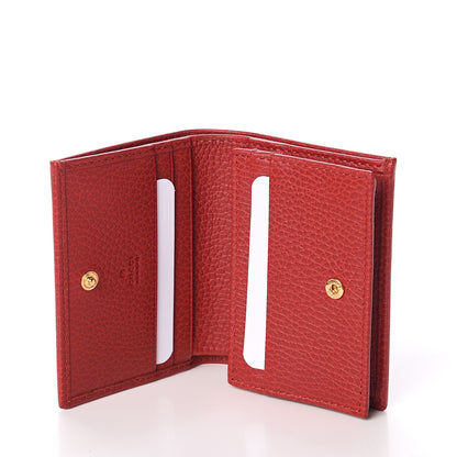 Gucci Pebbled Calfskin GG Marmont Card Case Hibiscus Red 4 of 5