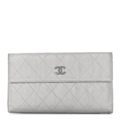 Chanel Aged Metallic Calfskin Large Palette Flap Wallet Silver 1 of 18