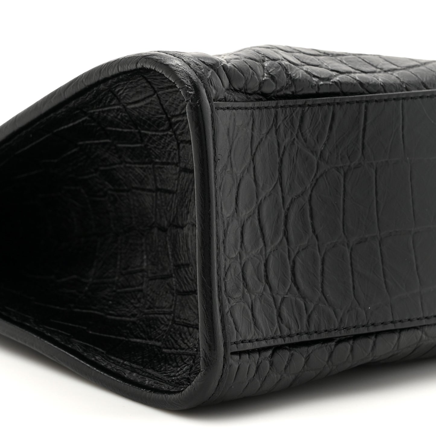 Calfskin Crocodile Embossed Monogram Medium Niki Shopping Bag Black