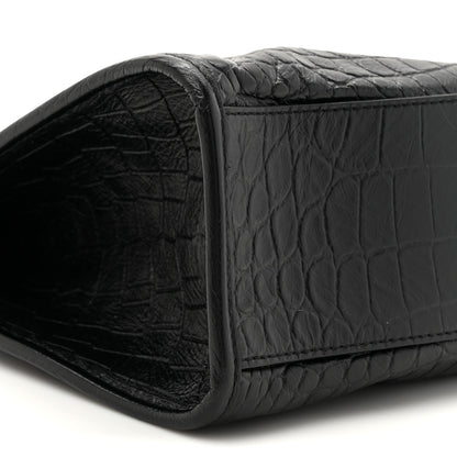 Saint Laurent Calfskin Crocodile Embossed Monogram Medium Niki Shopping Bag Black 10 of 10