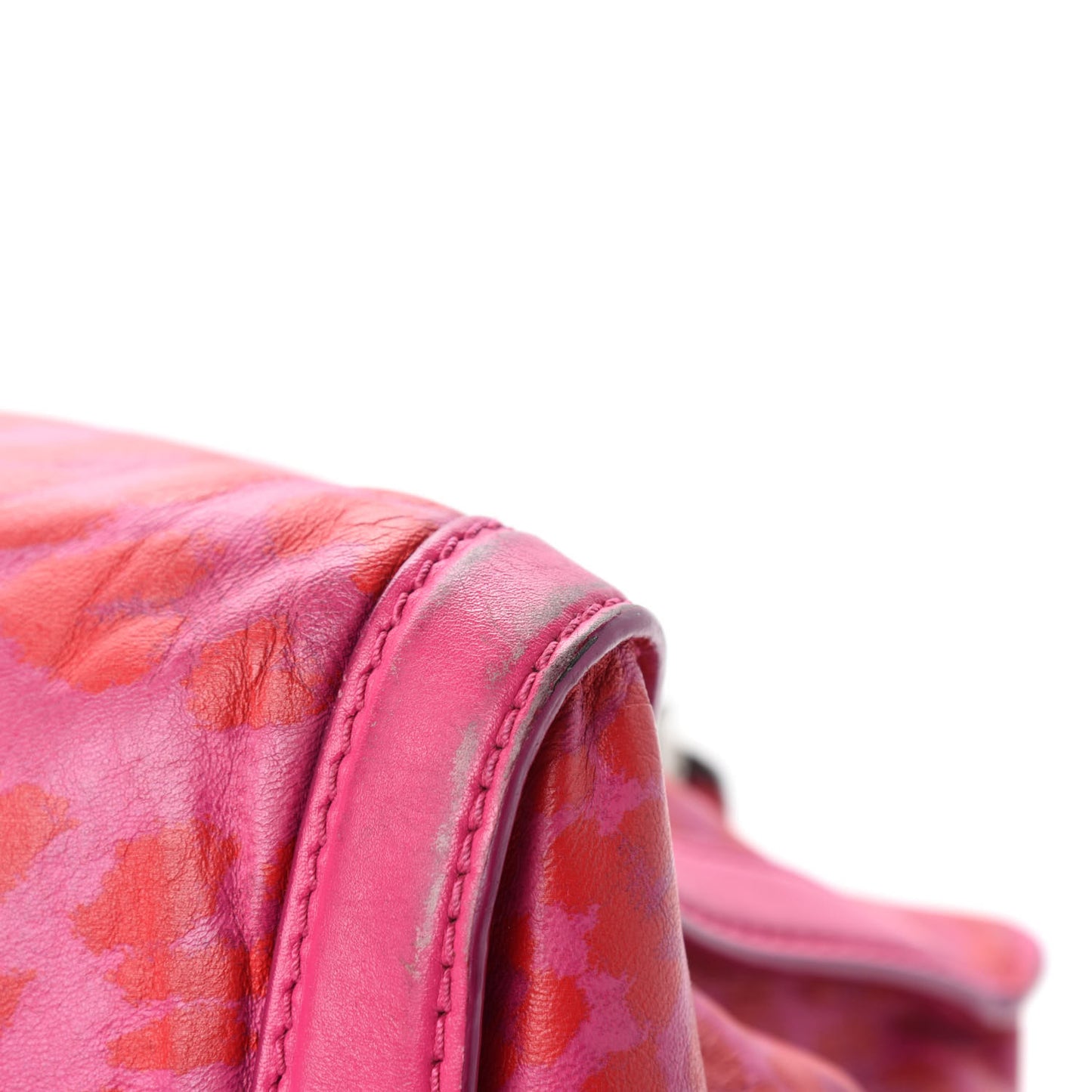 Calfskin Leopard Print Small Skull Padlock Zip Around Tote Pink