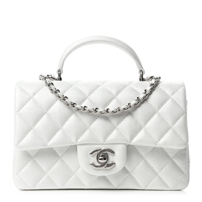 Chanel Iridescent Caviar Quilted Mini Top Handle Rectangular Flap White 1 of 10