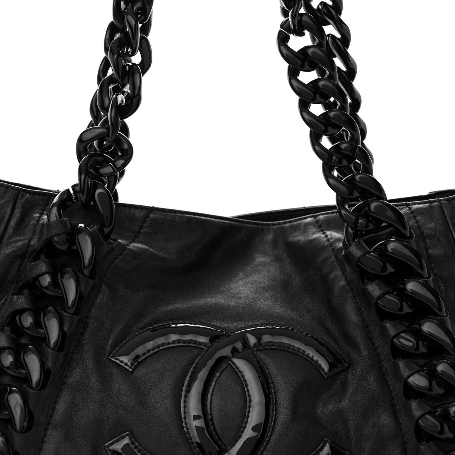 Chanel Calfskin Modern Chain Rhodoid East West Tote Black 8 of 14