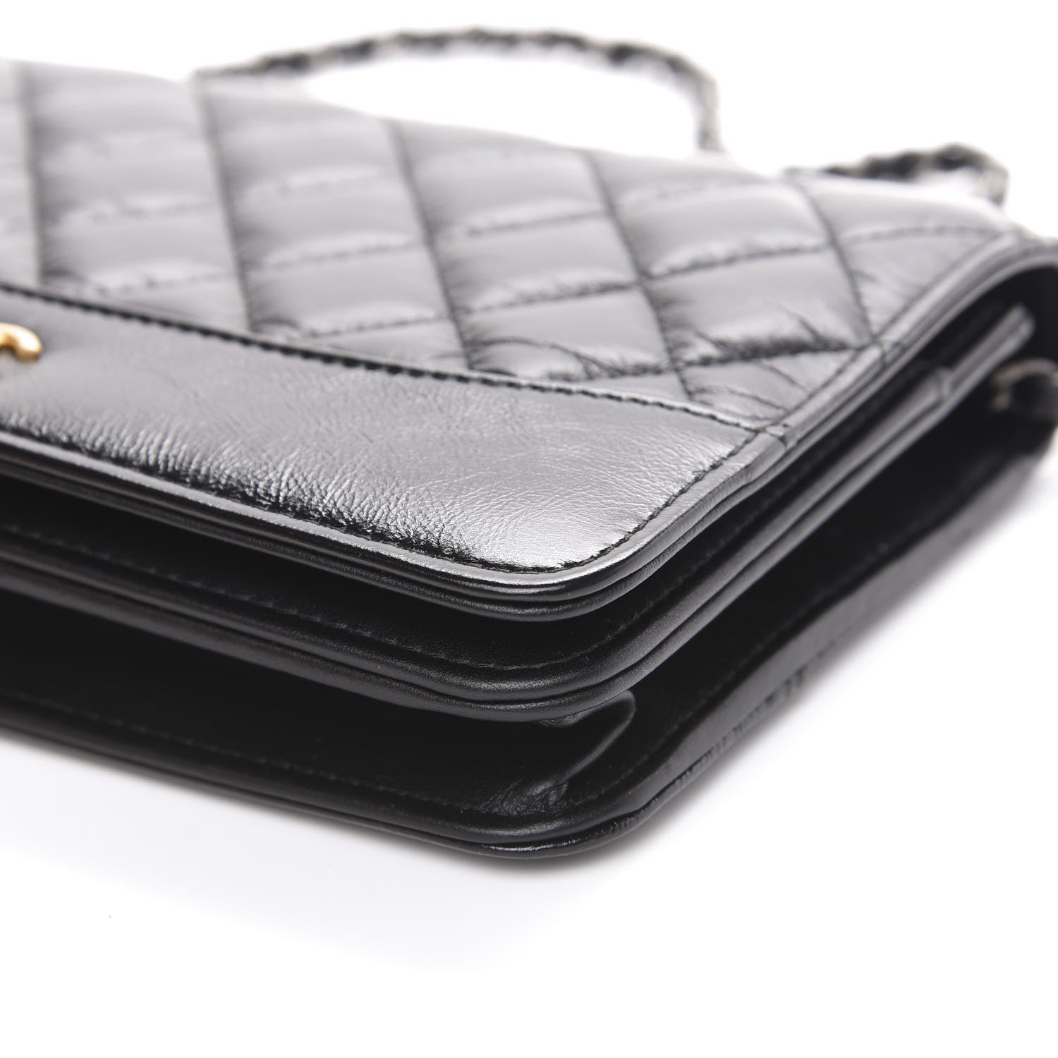 Chanel Aged Calfskin Quilted Gabrielle Wallet On Chain WOC Black 11 of 13