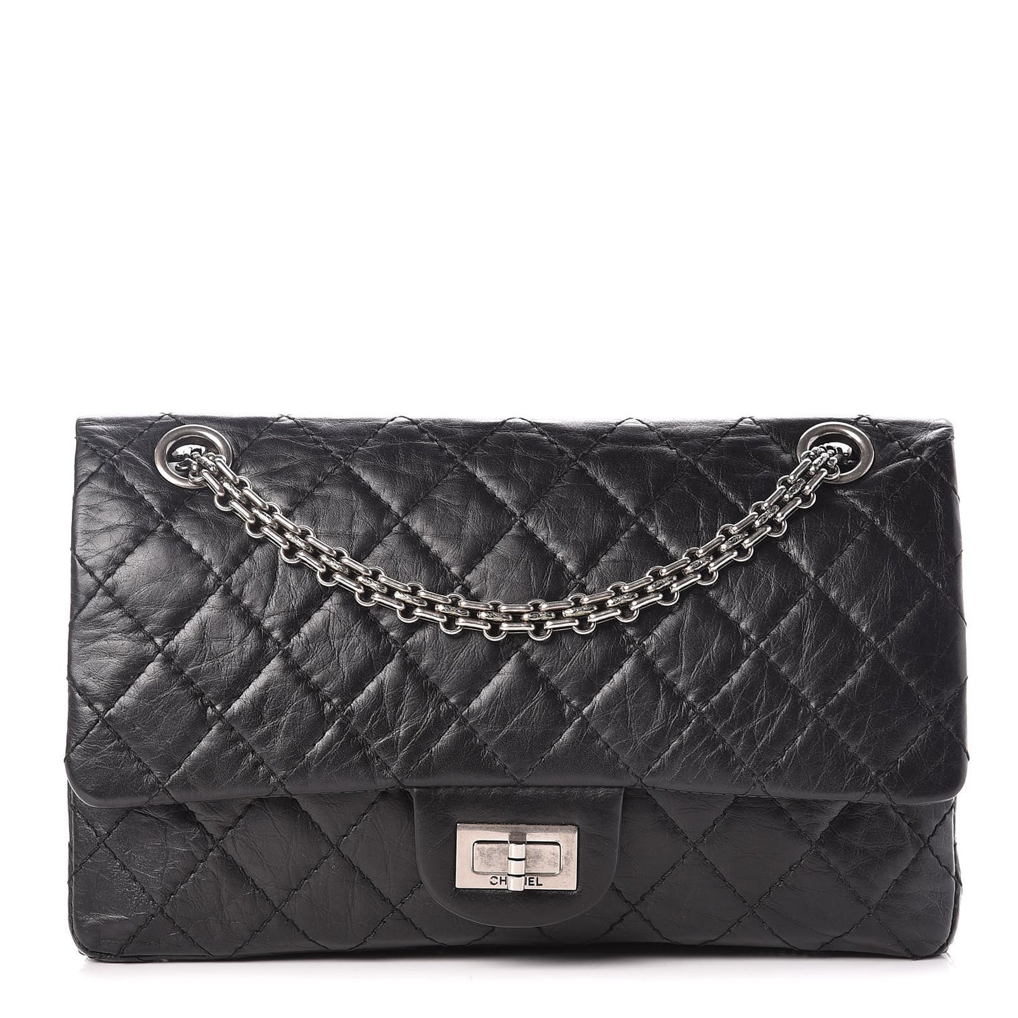 Aged Calfskin Quilted 2.55 Reissue 225 Flap Black