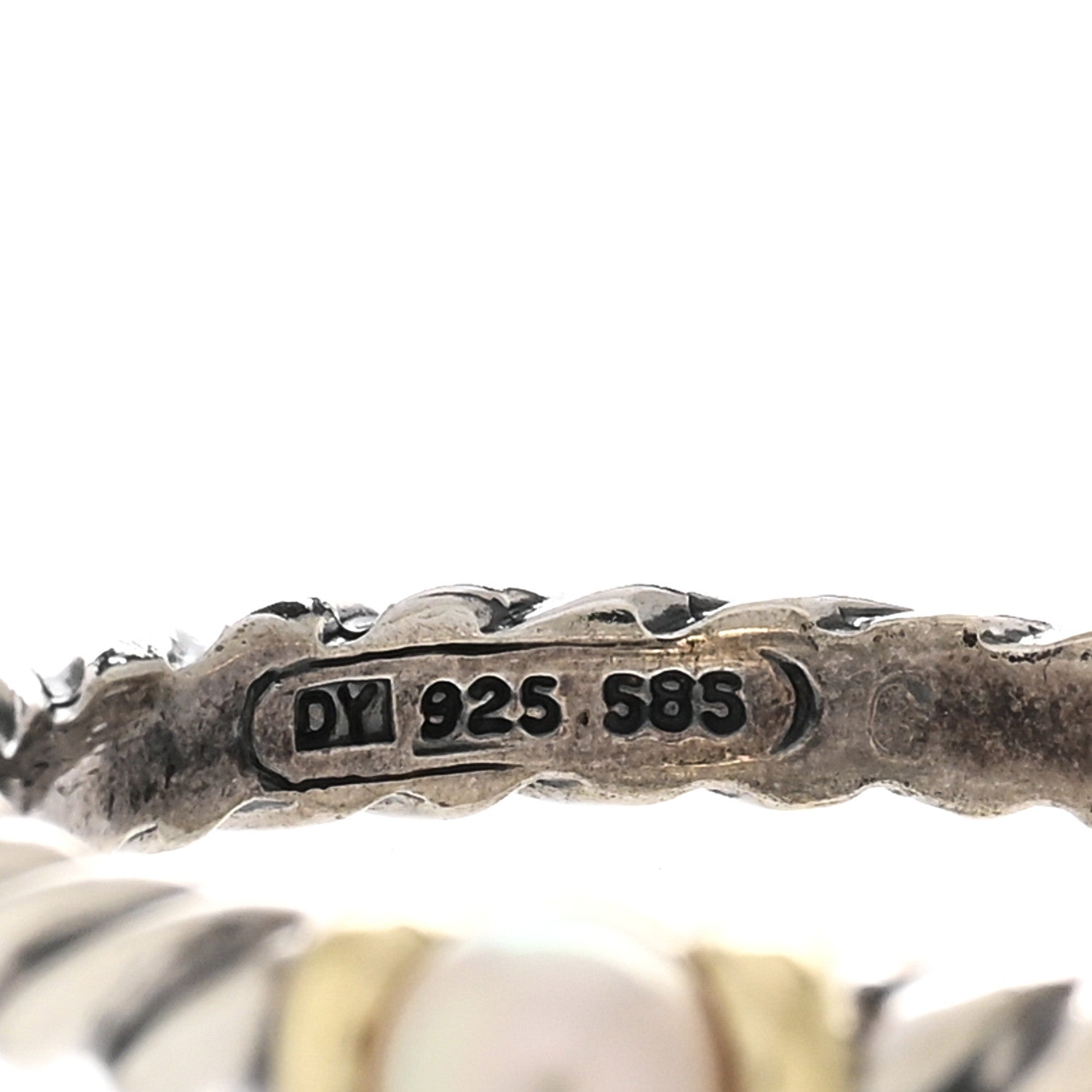 David Yurman Sterling Silver 14K Gold 3mm Cultured Pearl Metro Hoop Earrings 4 of 4