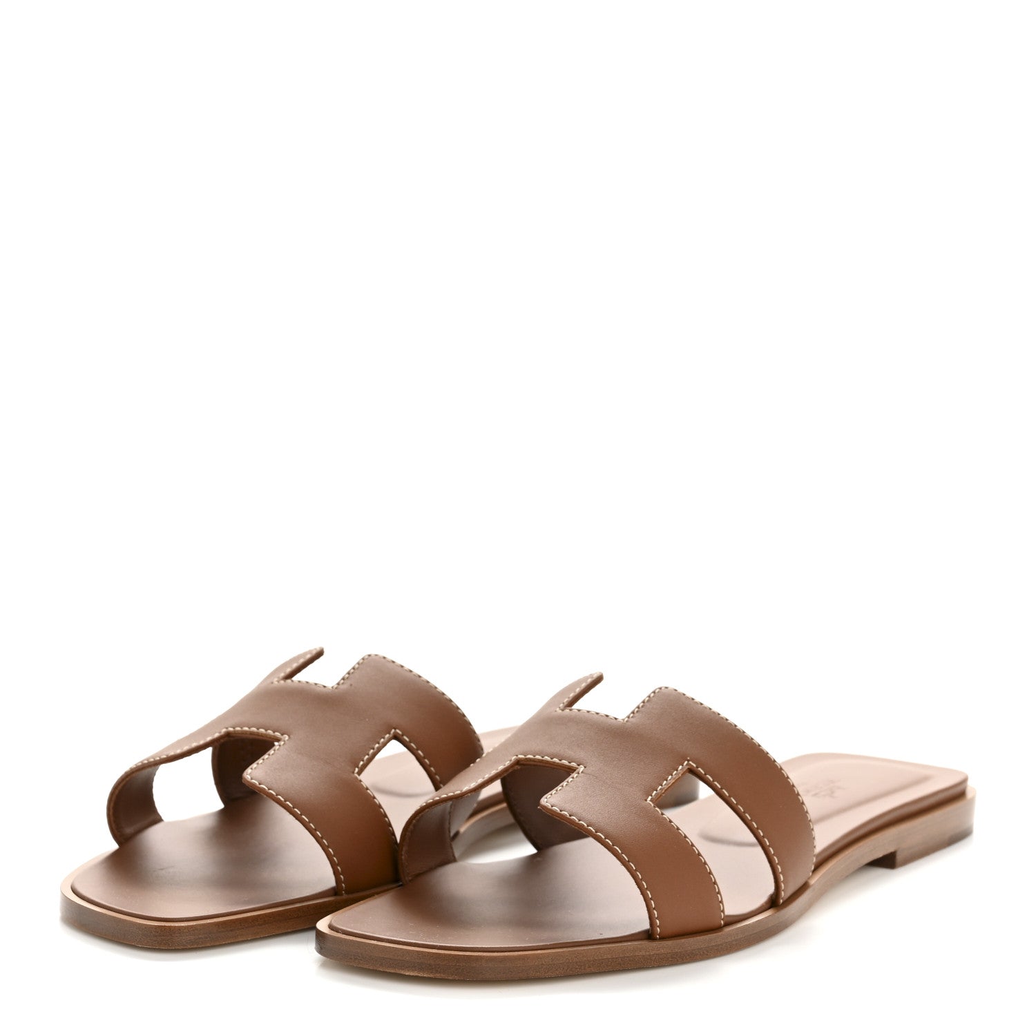 Hermes Box Calfskin Oran Sandals 37.5 Gold 4 of 10
