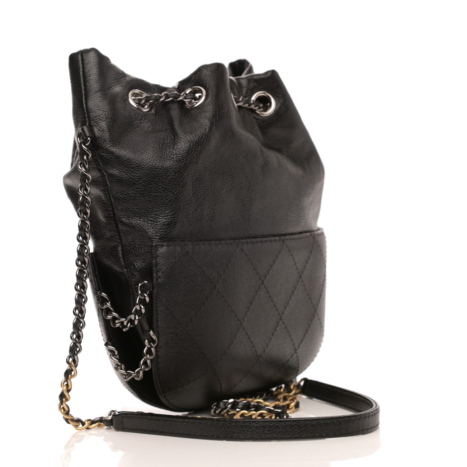 Chanel Calfskin Quilted Small Gabrielle Bucket Black 4 of 10