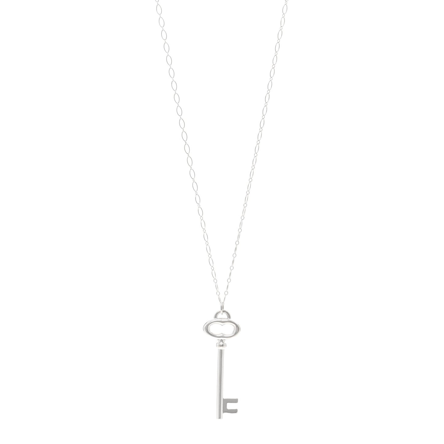 Sterling Silver Oval Key Pendant Necklace