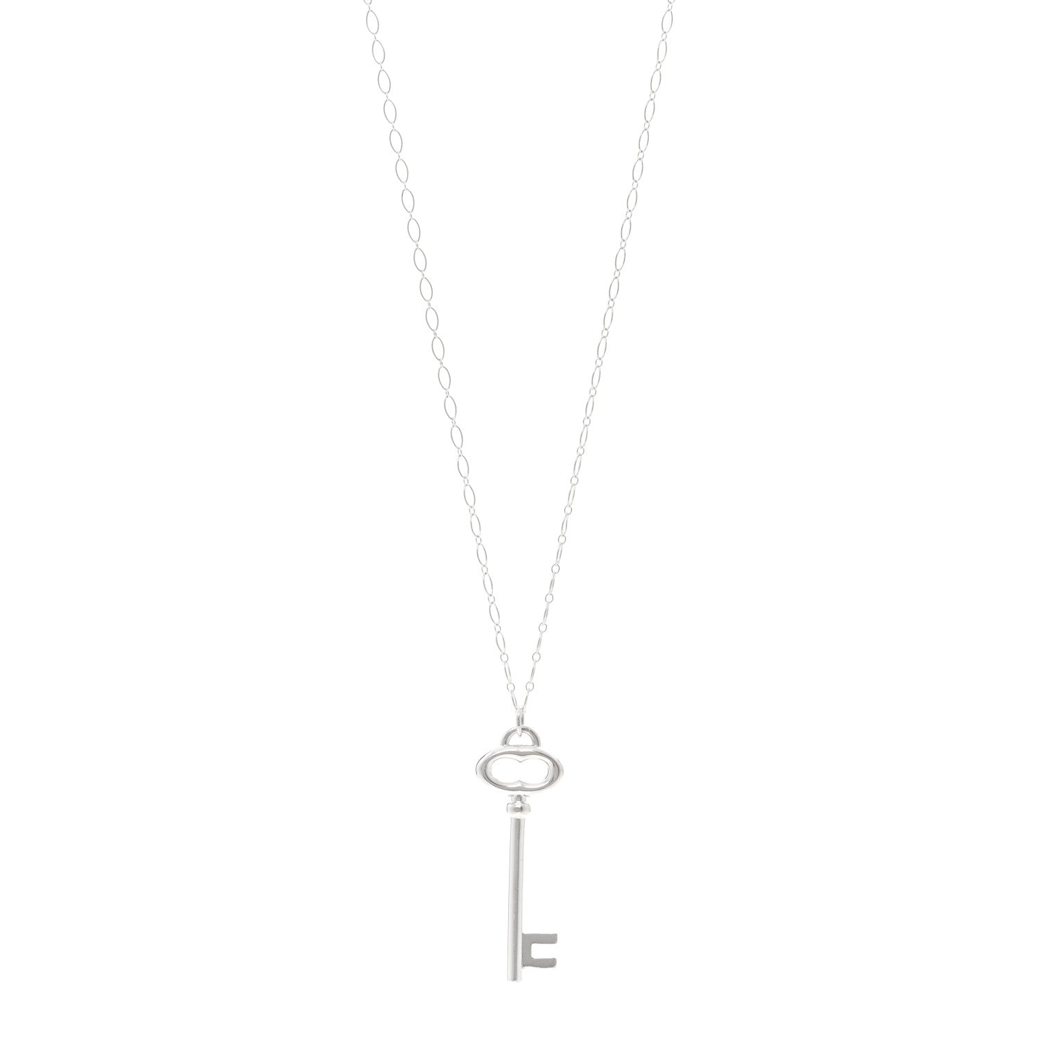 Tiffany Sterling Silver Oval Key Pendant Necklace 1 of 5