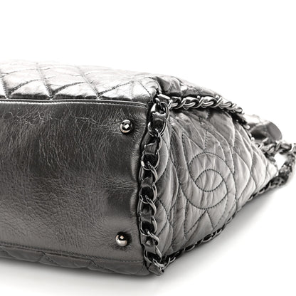 Chanel Metallic Calfskin Quilted Large Chain Me Hobo Dark Grey 10 of 10