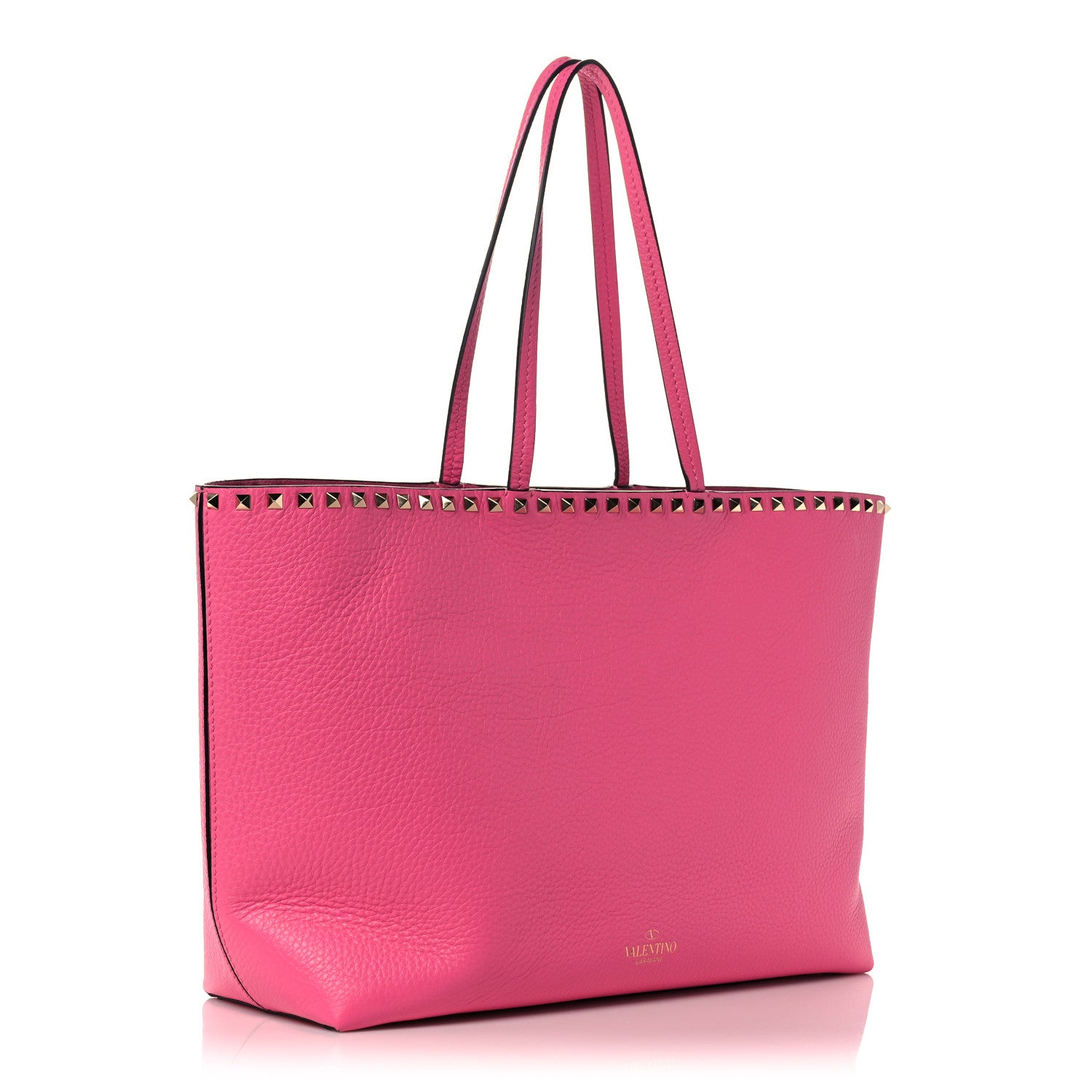 Valentino Garavani Grained Calfskin Rockstud Shoulder Tote Feminine Pink 3 of 9