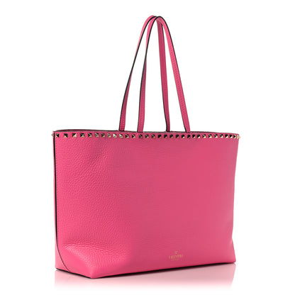 Valentino Garavani Grained Calfskin Rockstud Shoulder Tote Feminine Pink 3 of 9