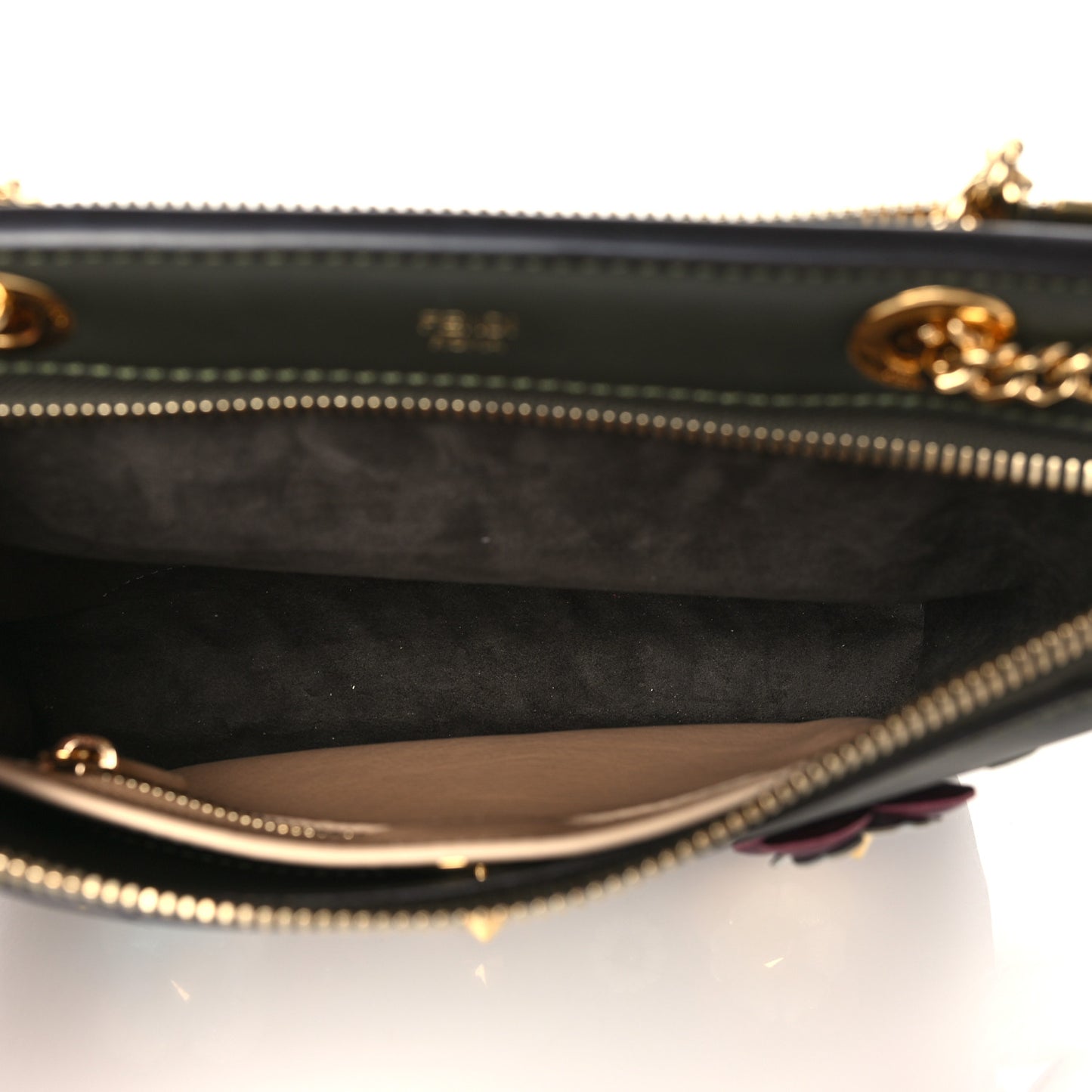 Vitello Baltico Nappa Flowerland Studded Small Dotcom Click Chain Satchel Verde Prato Multicolor
