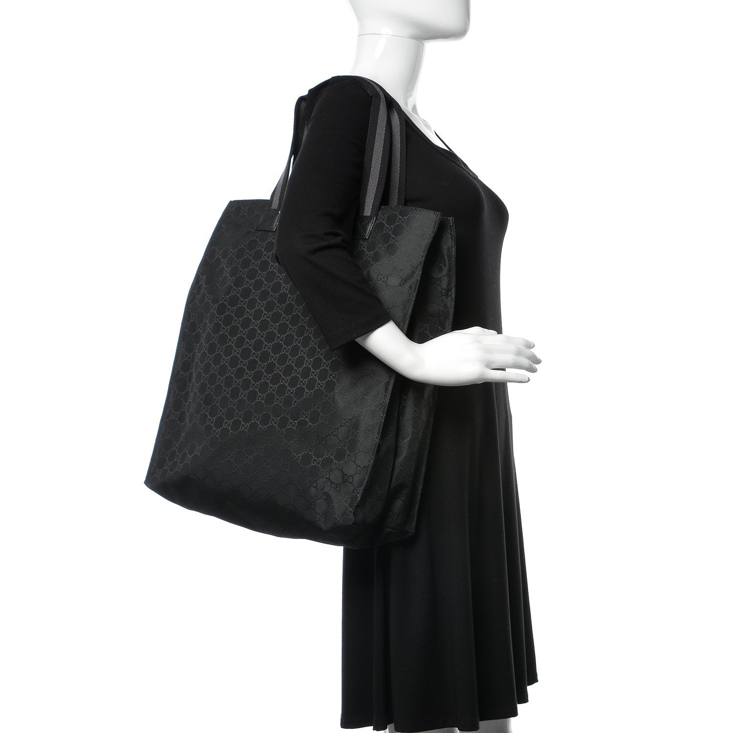 Gucci Nylon Monogram Vertical Tote Black 2 of 9