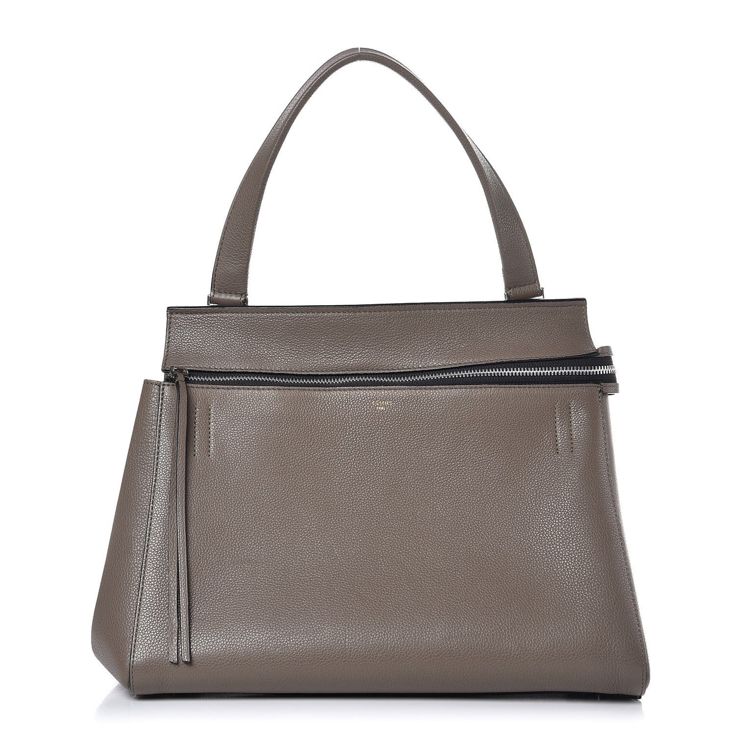 Drummed Calfskin Medium Edge Shoulder Bag Grey