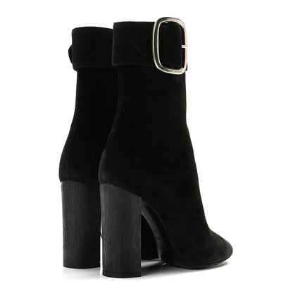 Saint Laurent Suede Joplin Buckle 105 Booties 37.5 Black 4 of 15