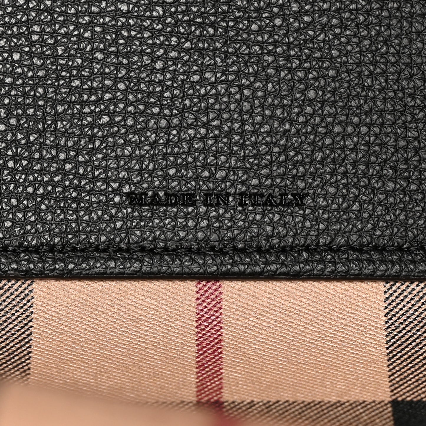Grainy Calfskin Haymarket Check Medium Reversible Tote Black