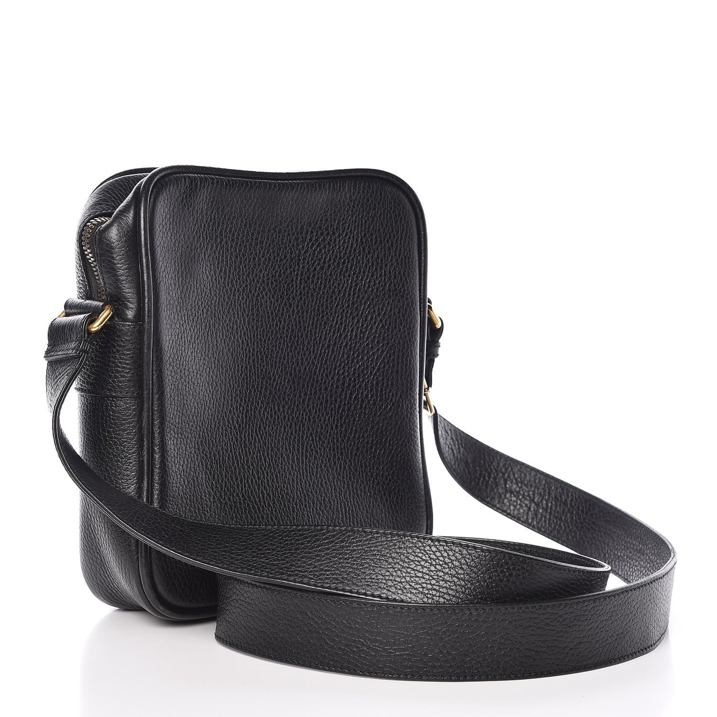 Grained Calfskin Logo Messenger Bag Black