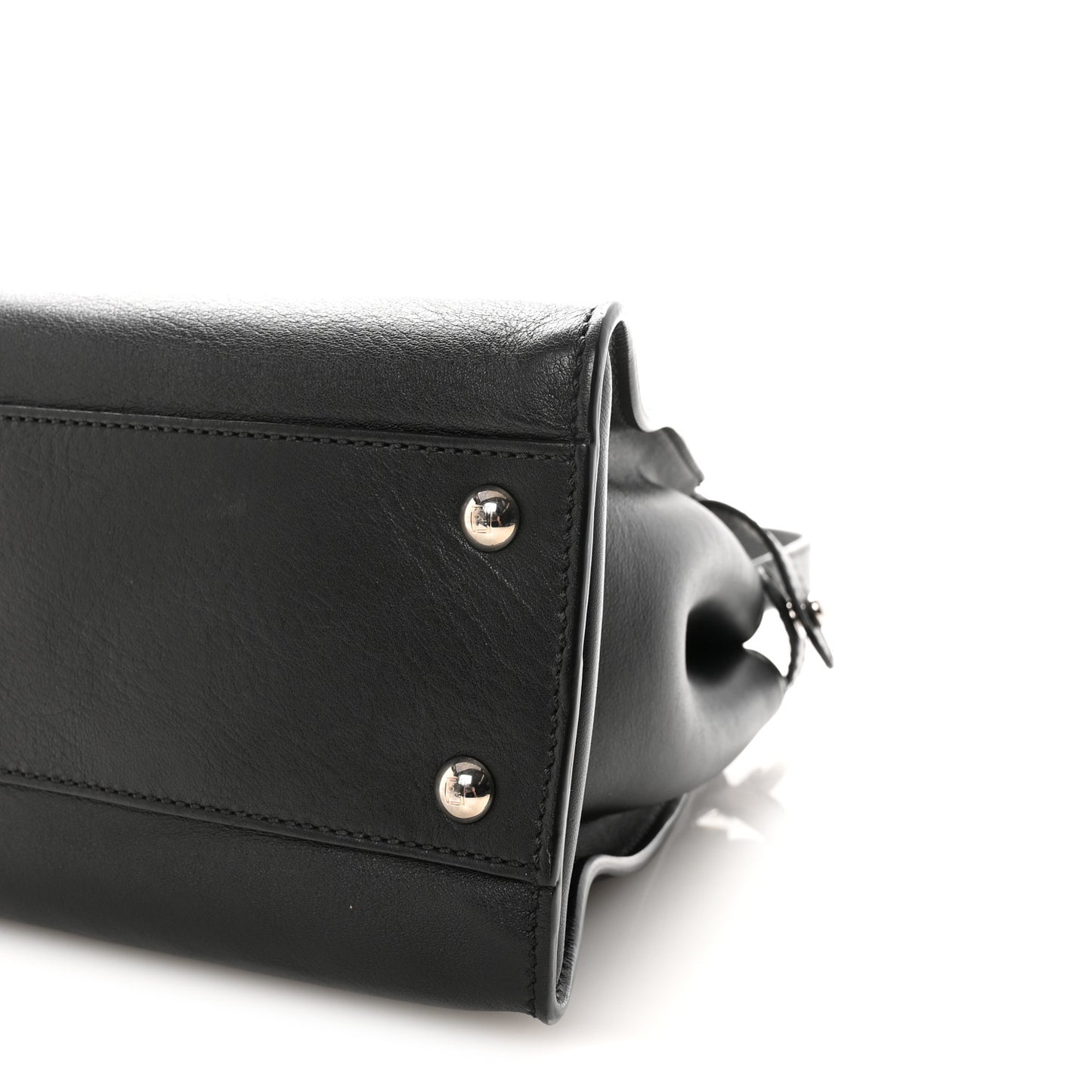 Vitello Dolce Shiny Nappa Plexglass Granite Medium Peekaboo Iconic Satchel Black
