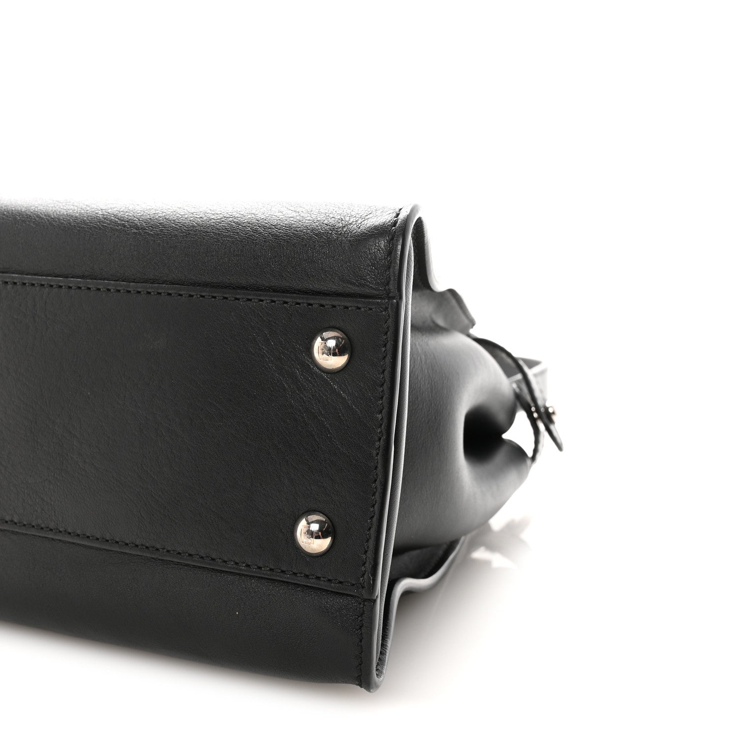 Fendi Vitello Dolce Shiny Nappa Plexglass Granite Medium Peekaboo Iconic Satchel Black 10 of 10