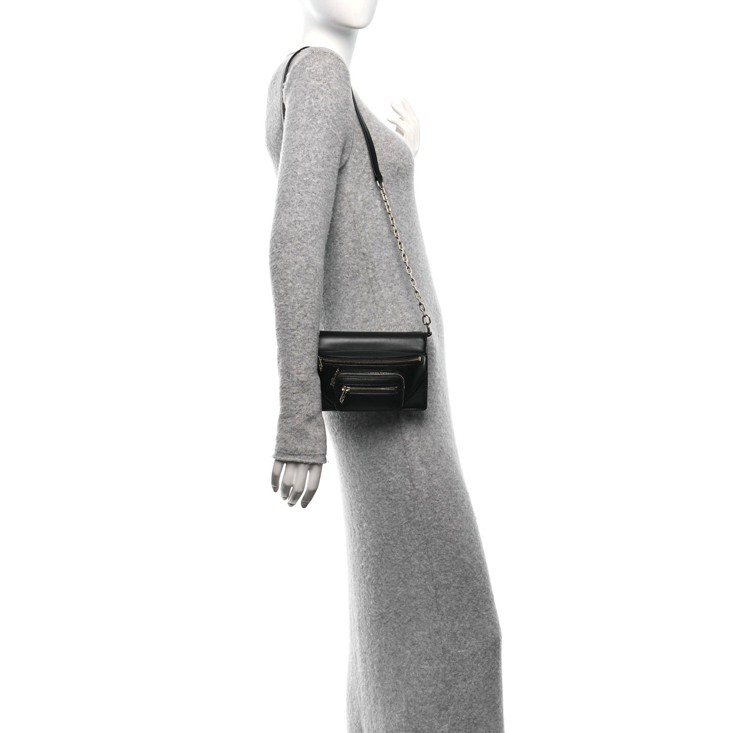 Lambskin Attica Chain Crossbody Bag Black