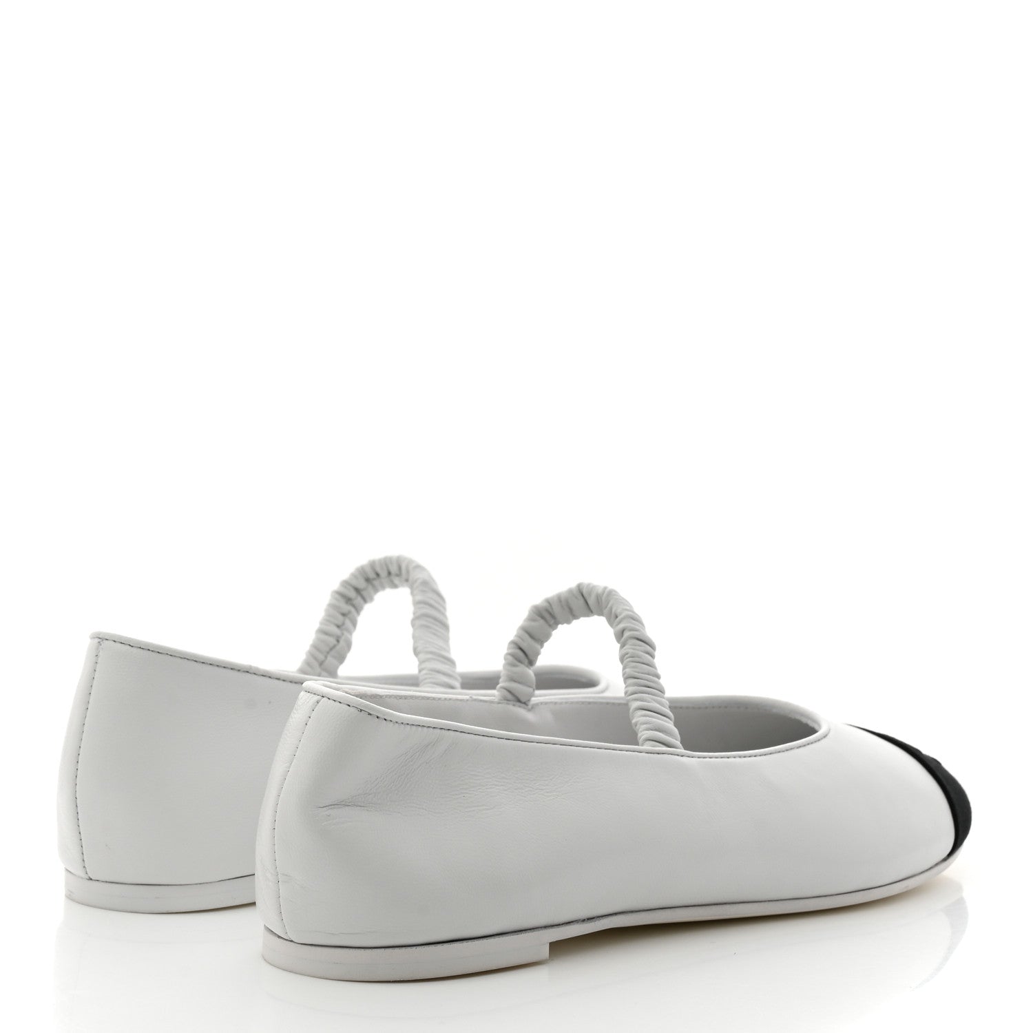 Chanel Lambskin Grosgrain Cap Toe CC Ballerina Flats With Leg Warmers 36 White 5 of 10