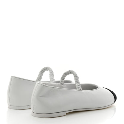 Chanel Lambskin Grosgrain Cap Toe CC Ballerina Flats With Leg Warmers 36 White 5 of 10