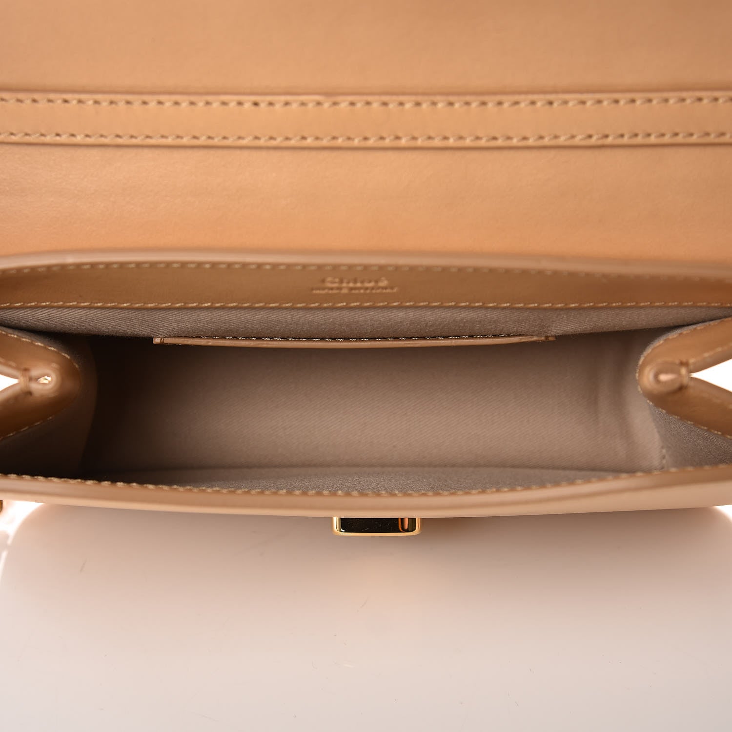 Chloe Calfskin Suede C Clutch With Chain Bleached Brown 5 of 10
