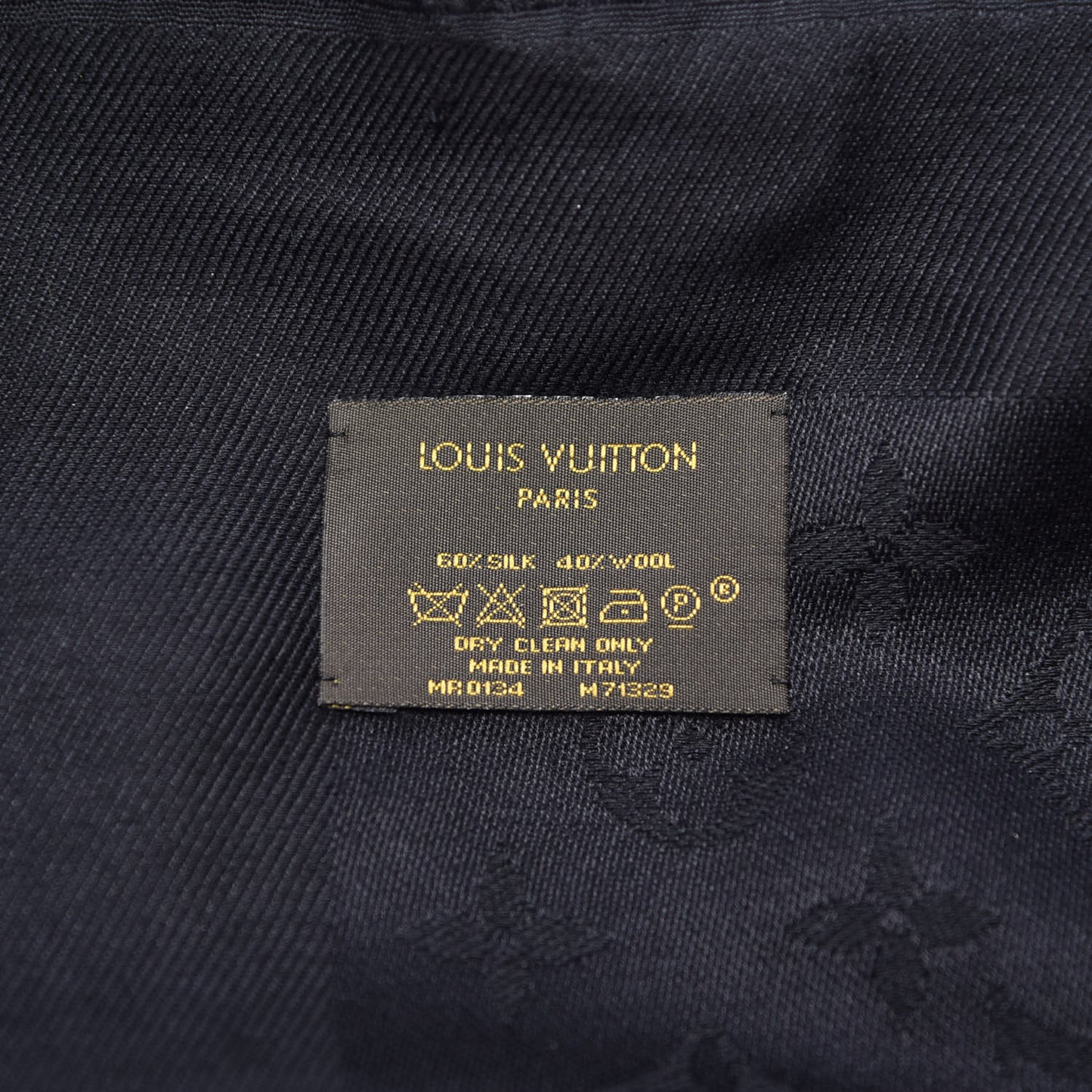 Wool Silk Monogram Shawl Black