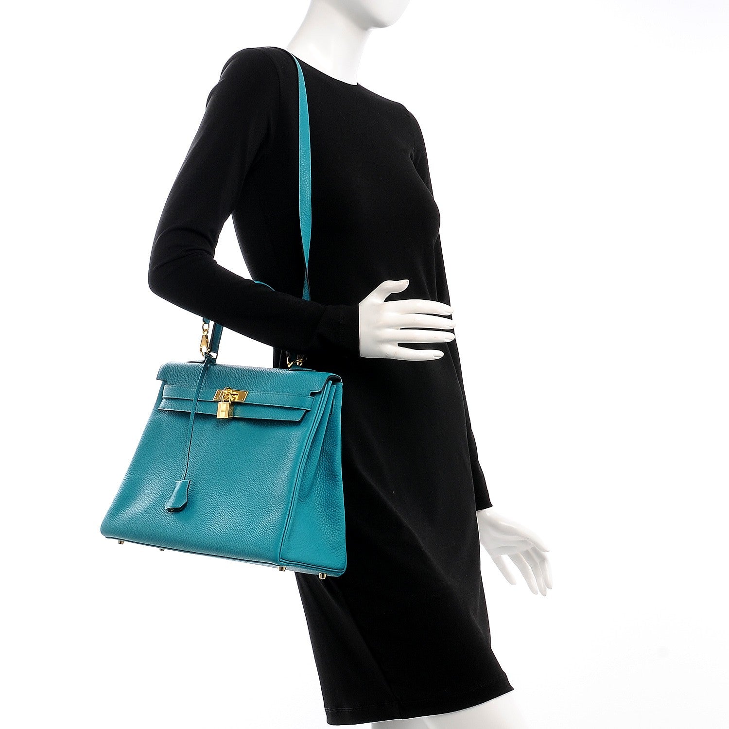 Hermes Taurillon Clemence Kelly Retourne 35 Bleu Paon 3 of 32