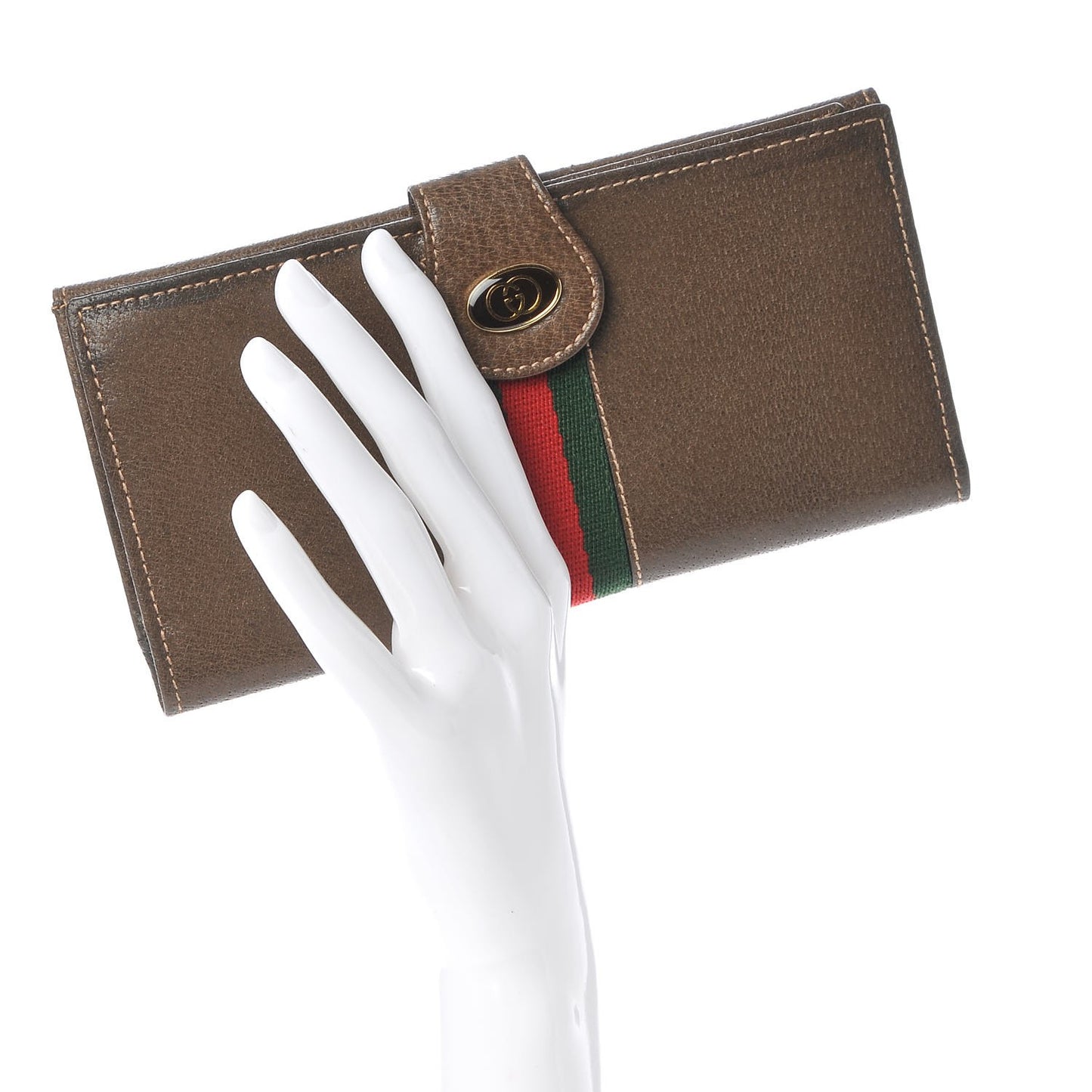 Calfskin Web Wallet Brown