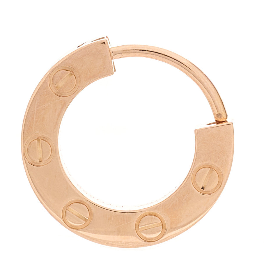 18K Pink Gold Single LOVE Hoop Earring