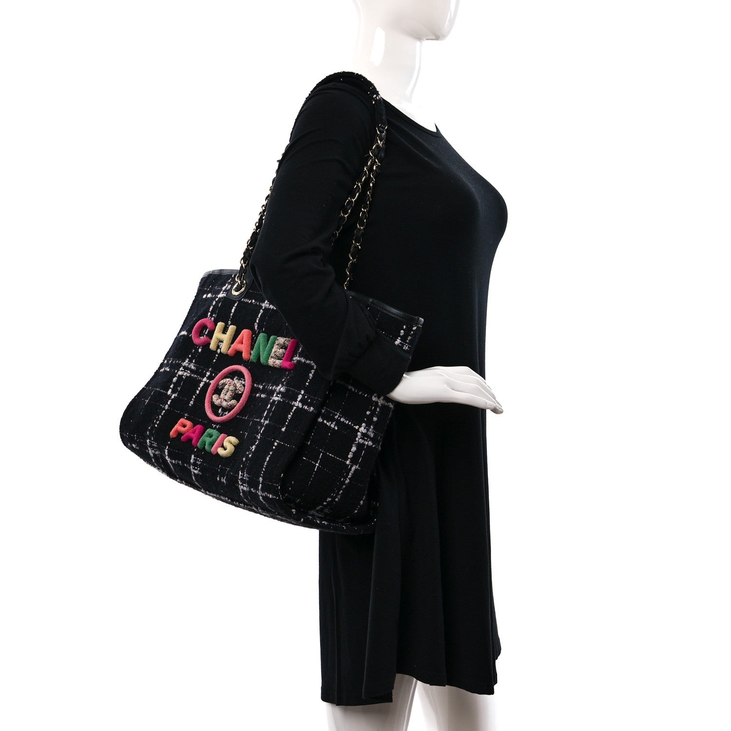 Chanel Tweed Medium Deauville Tote Black White Multicolor 2 of 10