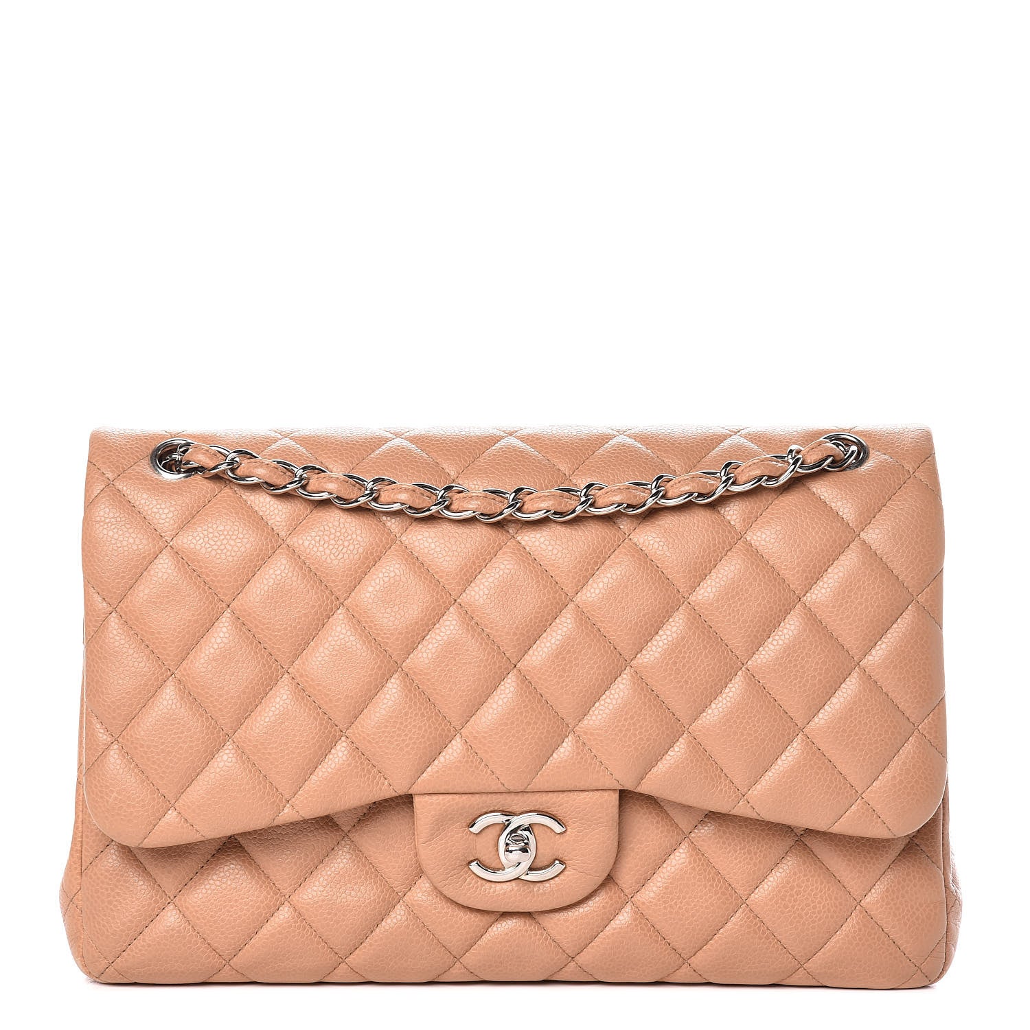 Chanel Caviar Quilted Jumbo Double Flap Beige 1 of 12