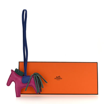 Hermes Milo Lambskin Grigri Rodeo Horse Bag Charm PM Rose Pourpre Malachite Bleu Electrique 4 of 4