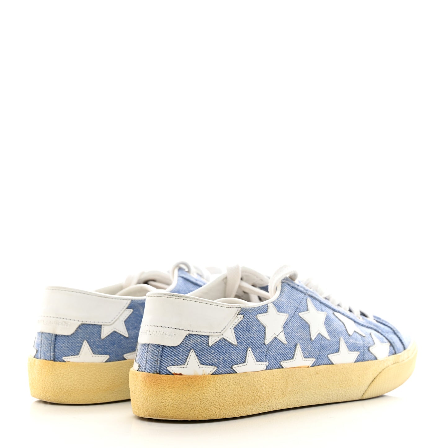 Denim Calfskin Star Court Sneakers 37 Blue