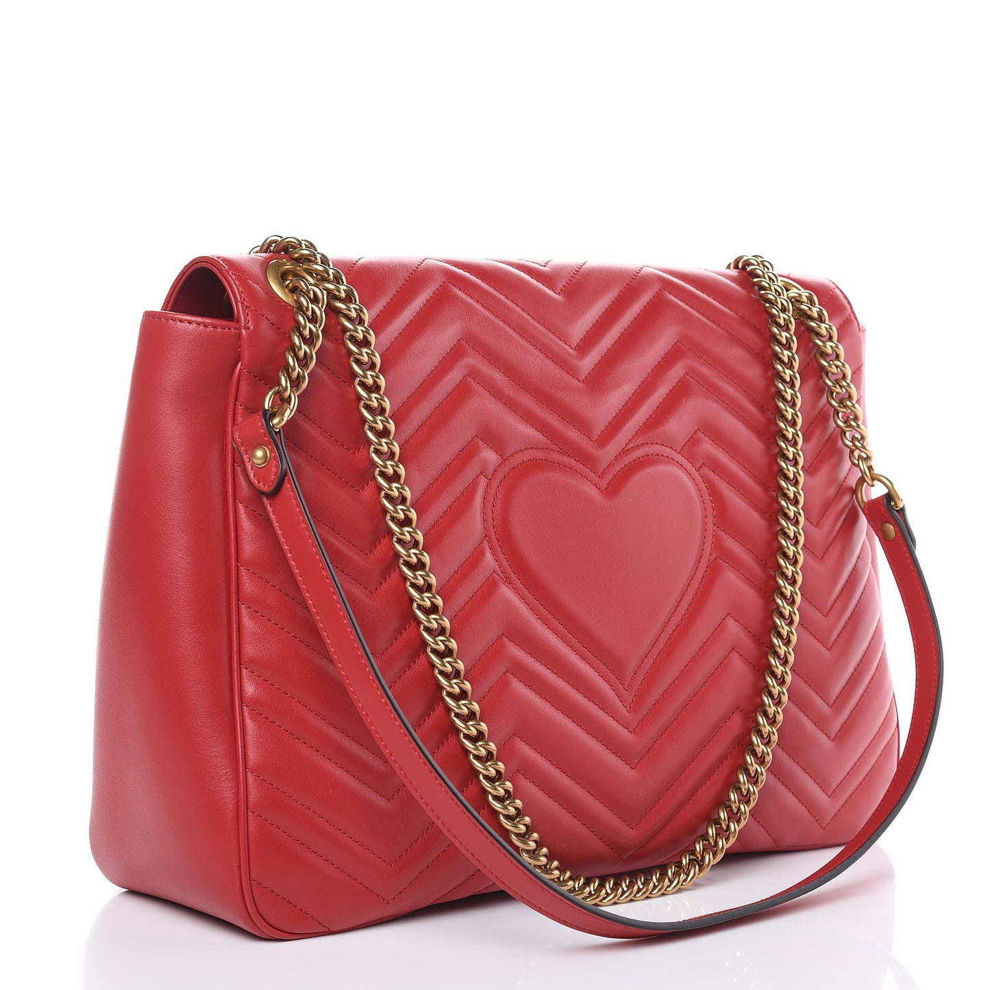 Calfskin Matelasse Large GG Marmont Shoulder Bag Hibiscus Red