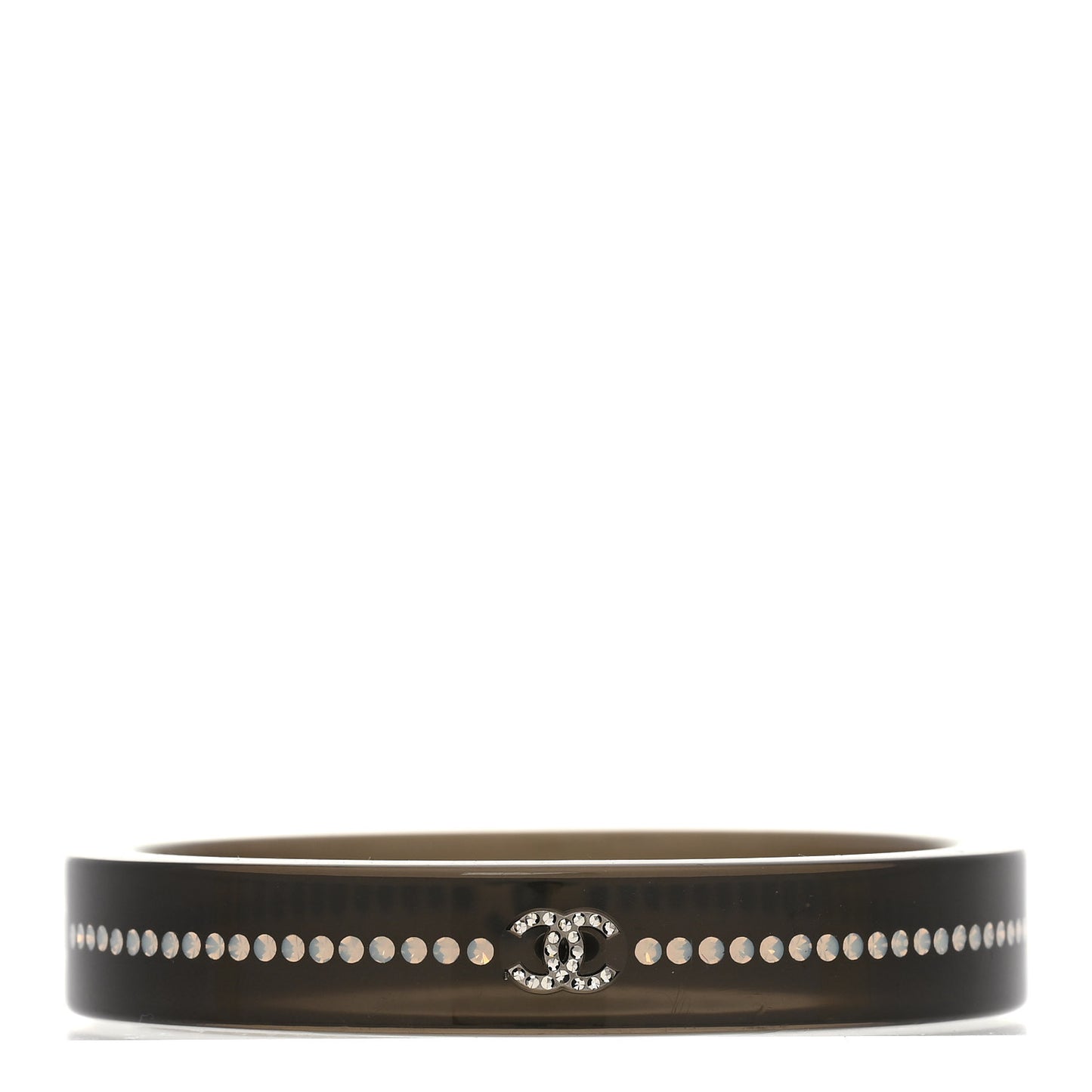 Resin Crystal CC Bangle Bracelet Black
