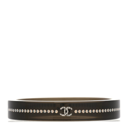 Chanel Resin Crystal CC Bangle Bracelet Black 3 of 5