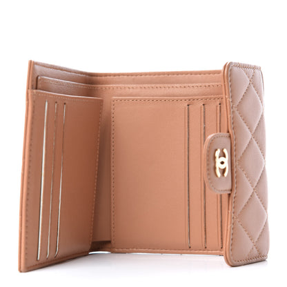 Chanel Lambskin Quilted Compact Flap Wallet Beige 5 of 8