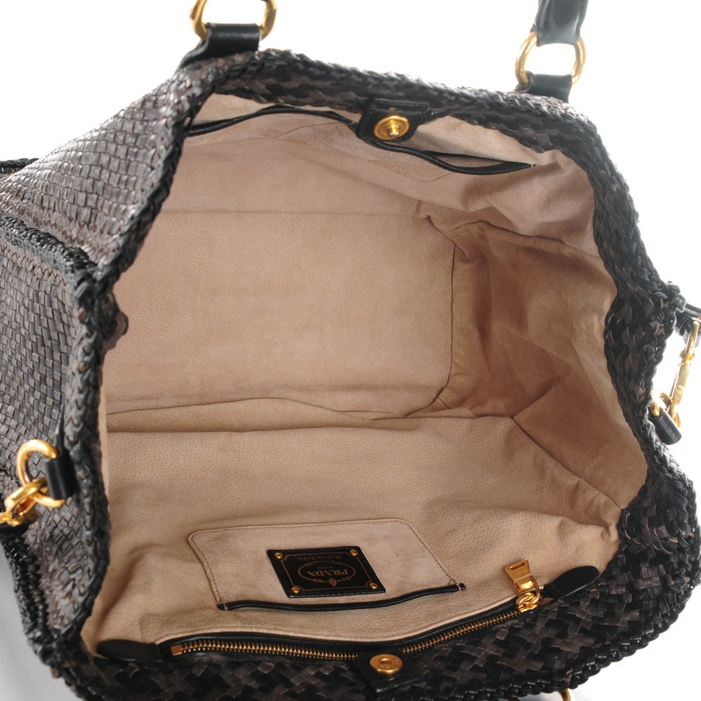 Goatskin Woven Large Tote Moro Black